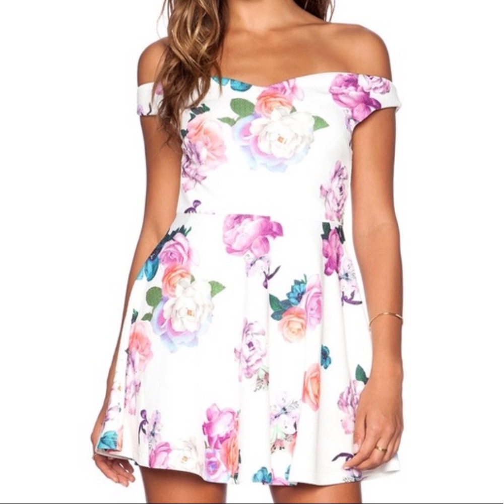 Minkpink floral off shoulder dress